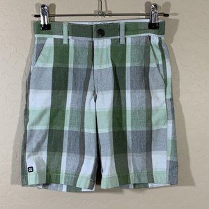 Micros Boys Shorts Size 5 Green Plaid Polyester Blend